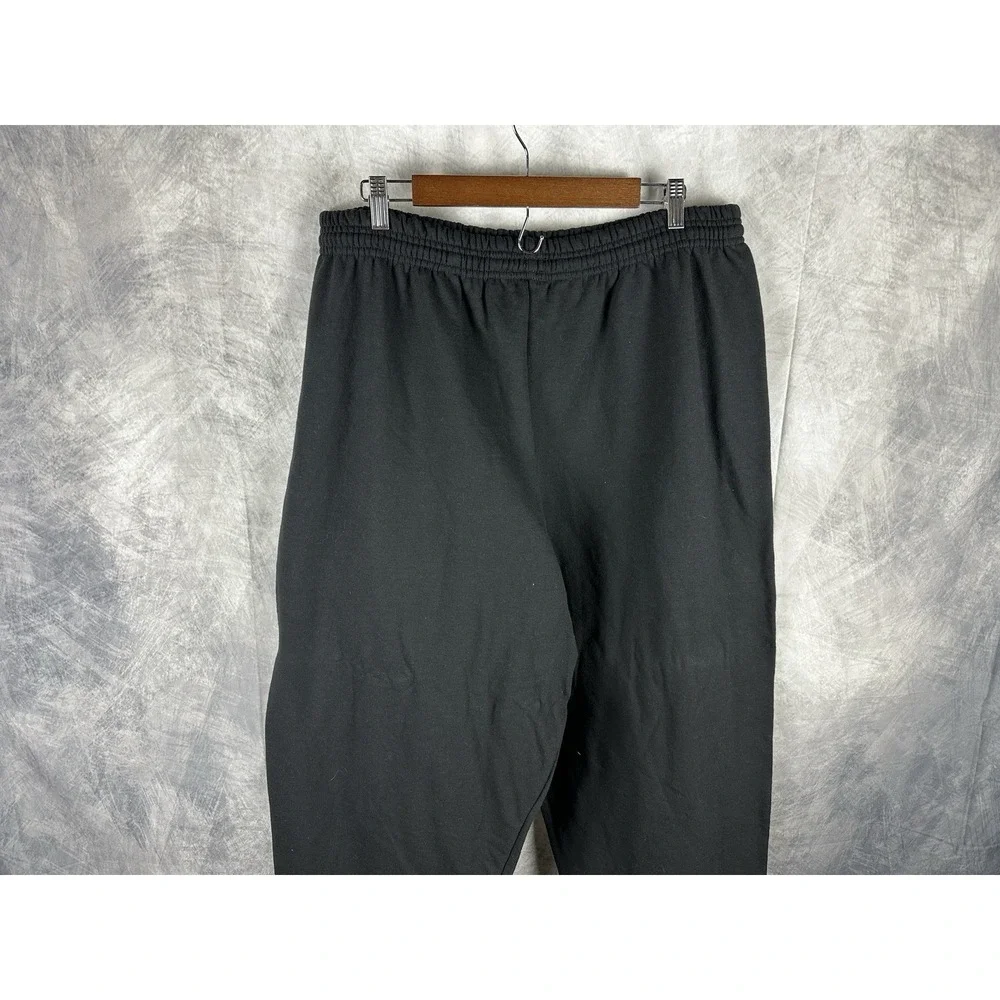 Vtg Hanes Sweatpants Mens 2XL Black Cotton‎ Elastic Cuff Lounge Comfort Blend